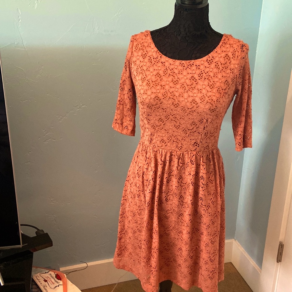 Mystic rust color retro/vintage style dress - lace - size large